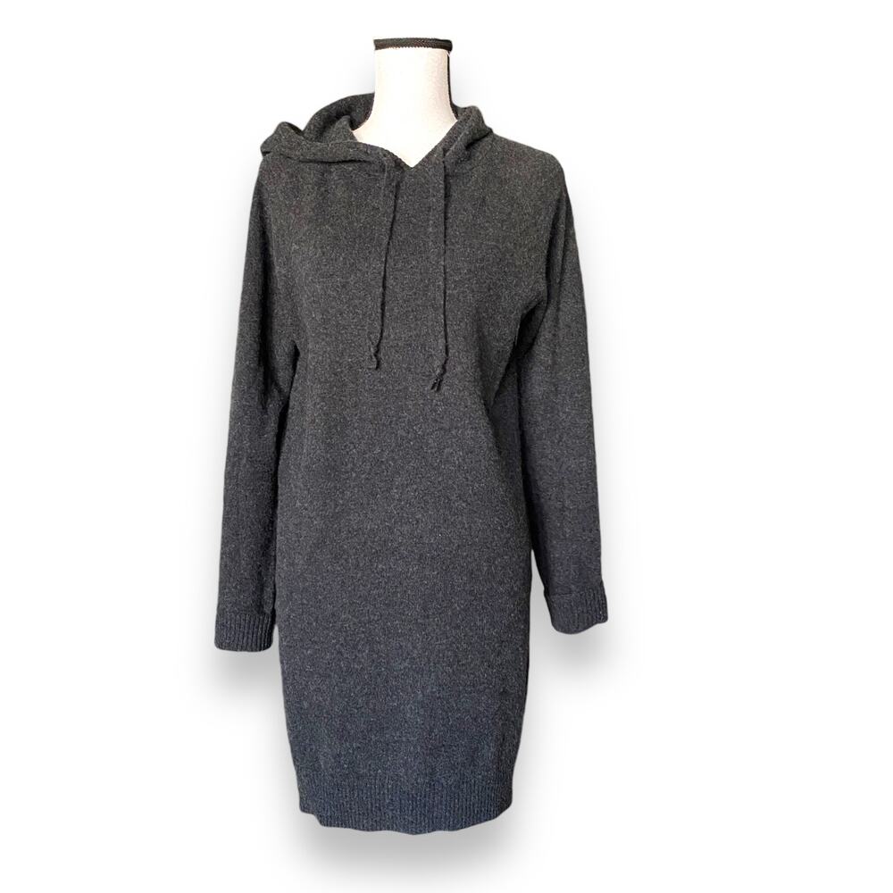 Bella Dahl Cashmere Hoodie Dress Sz S Heather Charcoal Long Sleeve Short Length